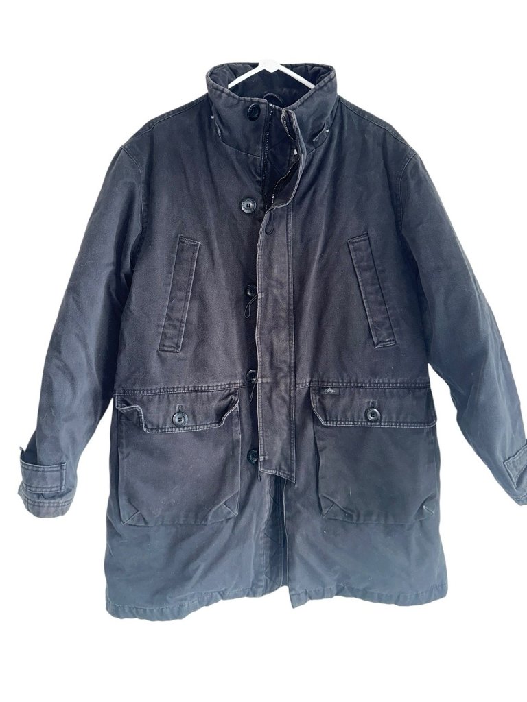 Chang Kwang Hyo Caruso Menâs Overcoat Sz L Black Distressed Streetwear Designer
